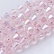 Glass Beads Strands, AB Color Plated, Faceted, Bicone, Misty Rose, 4x4mm, Hole: 1mm, about 92~96pcs/strand, 13.78~14.37 inch