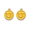 Golden Plated Alloy Enamel Charms, Enamelled Sequins, Flat Round with Alphabet, Letter.U, Yellow, 14x12x2mm, Hole: 1.5mm