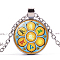 7 Chakra Glass Pendant Necklace, Yoga Theme Alloy Jewelry for Women, Platinum, 50~55cm