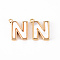 Brass Charms, with Shell, Real 18K Gold Plated, Nickel Free, Letter.N, 10x9x2mm, Hole: 0.8mm