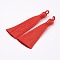 Nylon Tassels Big Pendant Decorations, Orange Red, 83~92x9~10mm, Hole: 1.5~4mm