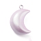 Brass Pendants, Moon, Lavender Blush, 37x24.5x13.5mm, Hole: 3mm