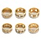 304 Stainless Steel Finger Rings for Women, with Crystal Rhinestone, Mixed Shapes, US Size 8(18.1mm), 10mm