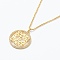 Brass Micro Pave Clear Cubic Zirconia Pendant Necklaces, Flat Round with Letter, Real 18K Gold Plated, Letter.E, 16.14~17.20 inch(41~43.7cm)