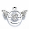 UV Plated Alloy Pendants, with Crystal Rhinestone, Heart with Wing, Cadmium Free & Lead Free, Platinum, 15x20.5x3mm, Hole: 1.8mm