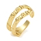 Brass Open Cuff Rings, Double Layer Wide Band Rings, Nuggets, Real 18K Gold Plated, 9.5mm, Inner Diameter: 19mm