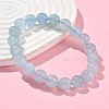 Natural Aquamarine Round Bead Stretch Bracelets for Men Women BJEW-U034-01A-02-3
