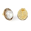 Rack Plating Oval Brass With Rhinestone & Natural Pearl Handmade Indonesia Stud Earrings EJEW-U010-02B-G-2