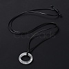 Natural Quartz Crystal Ring Pendant Necklace with Waxed Cords NJEW-R262-01A-05-3