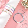 Adjustable Dyed Synthetic Turquoise Religion Cross & Ombre Effect Dyed Glass Rondelle Braided Bead Bracelets BJEW-JB14309-1
