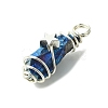 2Pcs Electroplated Natural Quartz Crystal Dyed Copper Wire Wrapped Pendants PALLOY-JF03169-02-4