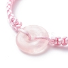 Natural Rose Quartz Pi Disc Braided Bead Bracelet BJEW-JB08793-4