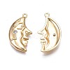 Brass Micro Pave Clear Cubic Zirconia Pendants KK-N232-257-2