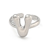 Brass Letter Open Cuff Rings for Women RJEW-G313-01V-P-2