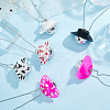 DICOSMETIC 6Pcs 6 Style Plastic Cap with Glass Disco Ball Pendant Necklace NJEW-DC0001-02-4