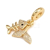 Brass Micro Pave Clear Cubic Zirconia European Dangle Charms KK-N271-42G-2