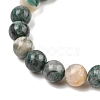 Natural Dioptase Round Beaded Stretch Bracelets BJEW-JB11195-01-3