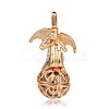 Golden Plated Brass Hollow Round Cage Pendants KK-J249-05G-1