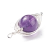 Natural Stone Copper Wire Wrapped Connector Charms X-PALLOY-JF01377-01-4