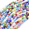 Round Handmade Millefiori Glass Beads Strands LK-R004-82-1