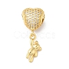 Rack Plating Brass Micro Pave Cubic Zirconia European Dangle Charms KK-R144-08G-1