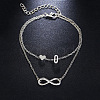 Alloy Infinity Heart Initial Charm Double Layer Anklets for Women FS-WG74AE6-15-1