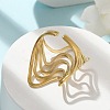 Ion Plating(IP) 304 Stainless Steel Wave Open Cuff Ring for Women RJEW-M025-01G-3
