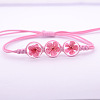 Transparent Glass Dried Flower Flat Round Beads Braided Bead Bracelets FS-WG4C602-04-1
