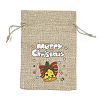 Christmas Printed Burlap Packing Pouches Drawstring Bags ABAG-Q053-02A-10-1