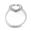 Heart Adjustable 925 Sterling Silver Ring Components STER-G042-05P-3