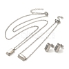 Non-Tarnish Rectangle 304 Stainless Steel Pendant Necklaces & Bracelets & Stud Earrings Sets for Women SJEW-C004-07P-1