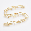 Brass Flat Oval Paperclip Chain Necklace Making MAK-S072-07A-G-2