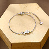 304 Stainless Steel Cat Shape Link Bracelets WGC2CBB-01-1