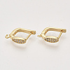 Brass Micro Pave Cubic Zirconia Hoop Earring Findings with Latch Back Closure KK-T048-032G-NF-1