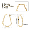 4 Pairs 2 Colors Twist Teardrop Huggie Hoop Earrings EJEW-GA0001-03-2
