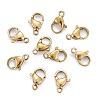 Ion Plating(IP) 304 Stainless Steel Lobster Claw Clasps X-STAS-H353-B-02G-2