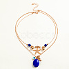 Alloy Starfish Coconut Tree & Oval Resin Pendant Double Layer Necklaces FS-WGC9AA5-01-5