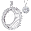 1Pc Flat Round 925 Sterling Silver Crystal Rhinestone Pendant Cabochon Open Back Settings STER-BC0003-24-1