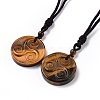 Natural Tiger Eye Triskele/Triskelion Pendant Necklace with Nylon Cord for Women NJEW-E091-01C-1