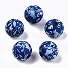 Printed Natural Wooden Beads WOOD-R270-11A-1