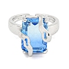 304 Stainless Steel Cubic Zirconia Open Cuff Ring RJEW-S406-05P-04-2