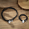 2Pcs 2 Styles Alloy Rectangle PU Leather Layered Cord Choker Necklaces for Women NJEW-CL0001-34B-3