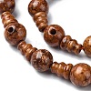 Dyed Natural Fossil 3-Hole Guru Bead Strands G-K149-51A-3