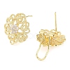 Flower Brass Micro Pave Cubic Zirconia Stud Earrings Finding KK-E083-19G-2