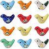 14Pcs 7 Colors Handmade Printed Porcelain Beads PORC-SC0001-46-1