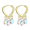 Brass Hoop Earrings with Glass Teardrop Charms EJEW-JE05396-1