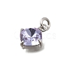 Rhombus Brass with Glass Charms KK-G525-02P-01-2