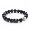 10MM Natural Black Onyx(Dyed & Heated) and Howlite Beaded Stretch Bracelets RH2290-16-1