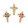 3pcs Glass Seed Beaded Cross Pendants PALLOY-MZ01019-1