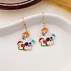 Skull with Mushroom Alloy Enamel Dangle Earrings FS-WGA34EB-01-1